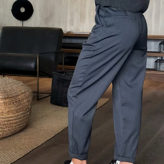 Christina - Striped Suit Trousers (Ocean Blue)